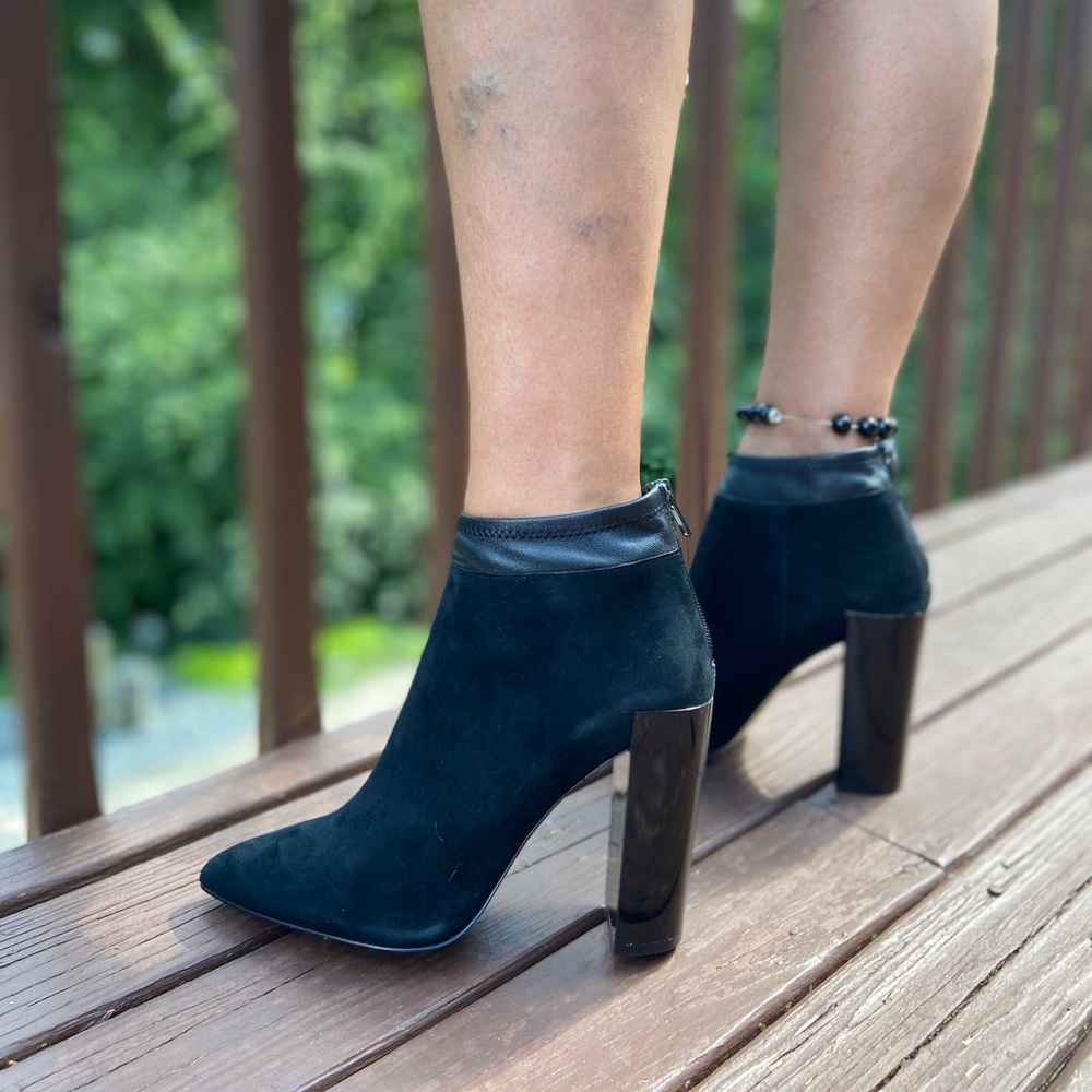 Saks Fifth Ave Suede Claudine Black Booties Size 9